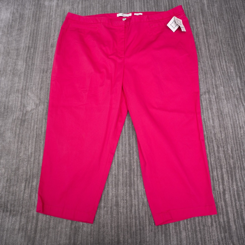 Liz Claiborne Jackie Crop Pants Womens 22W Pink New Stretch Cotton Trousers